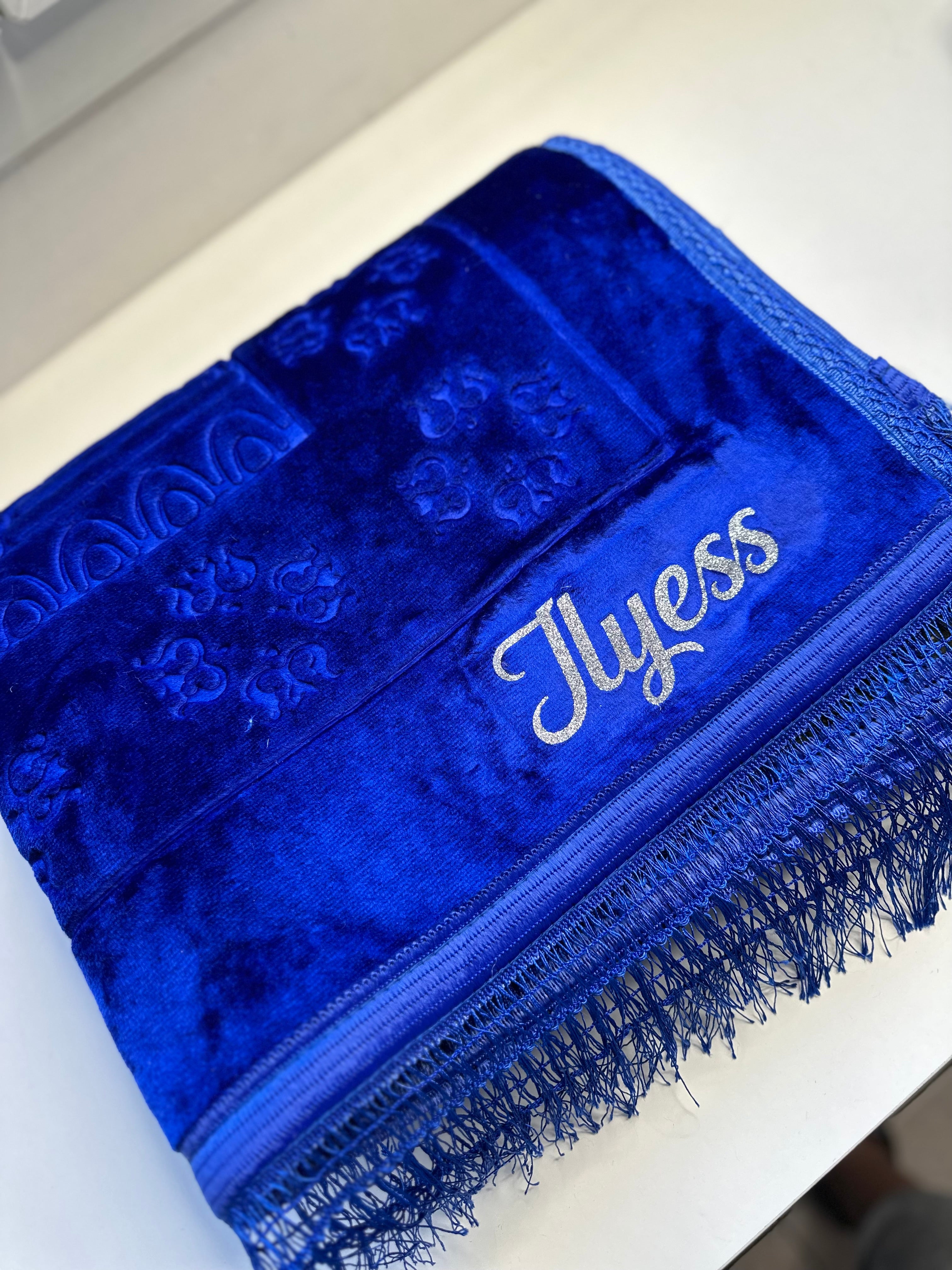 Tapis bleu personnalisé