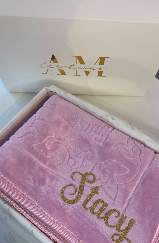 Tapis de prière épais rose à personnaliser