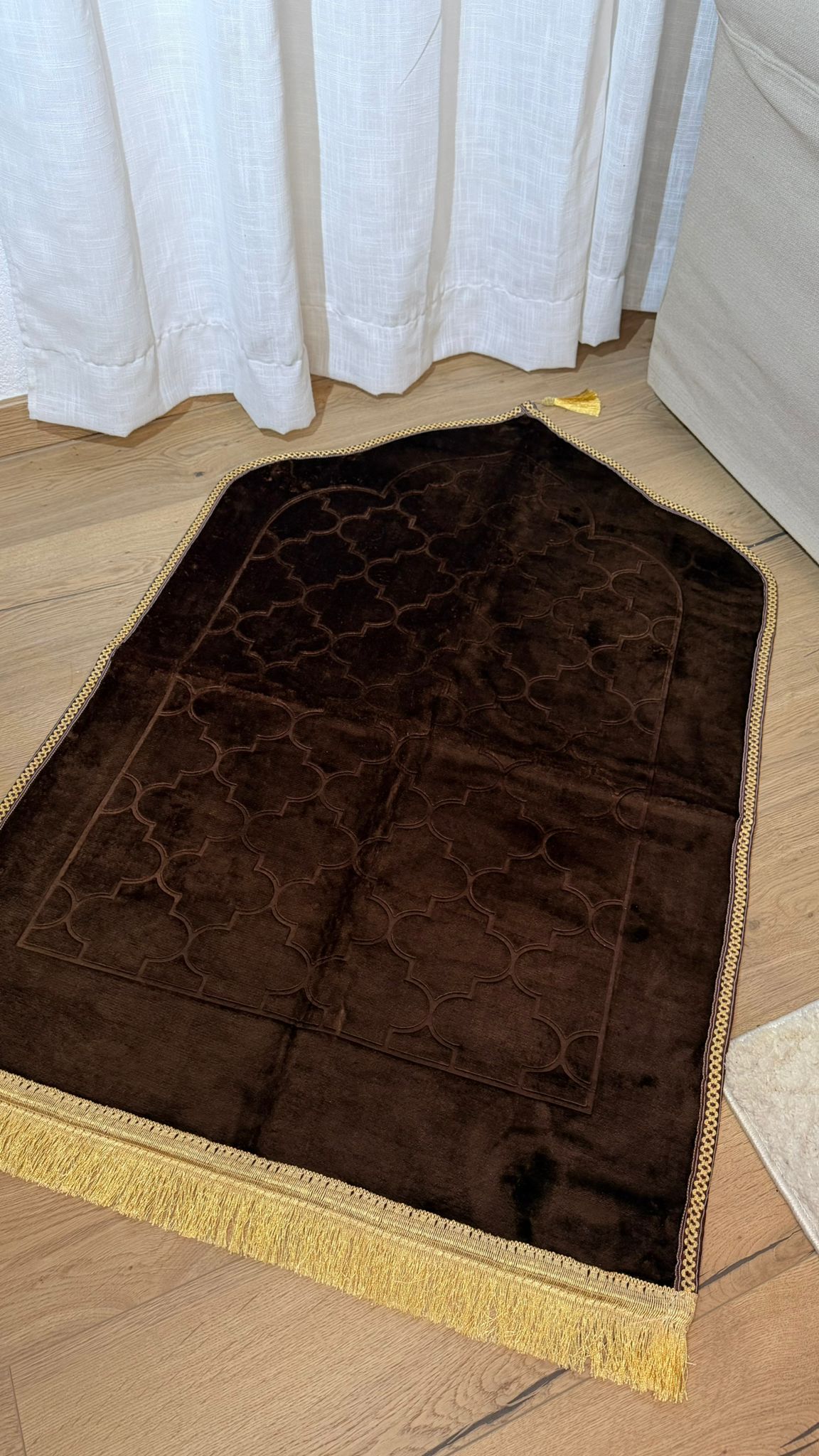 Tapis de Prière forme mecque Marron