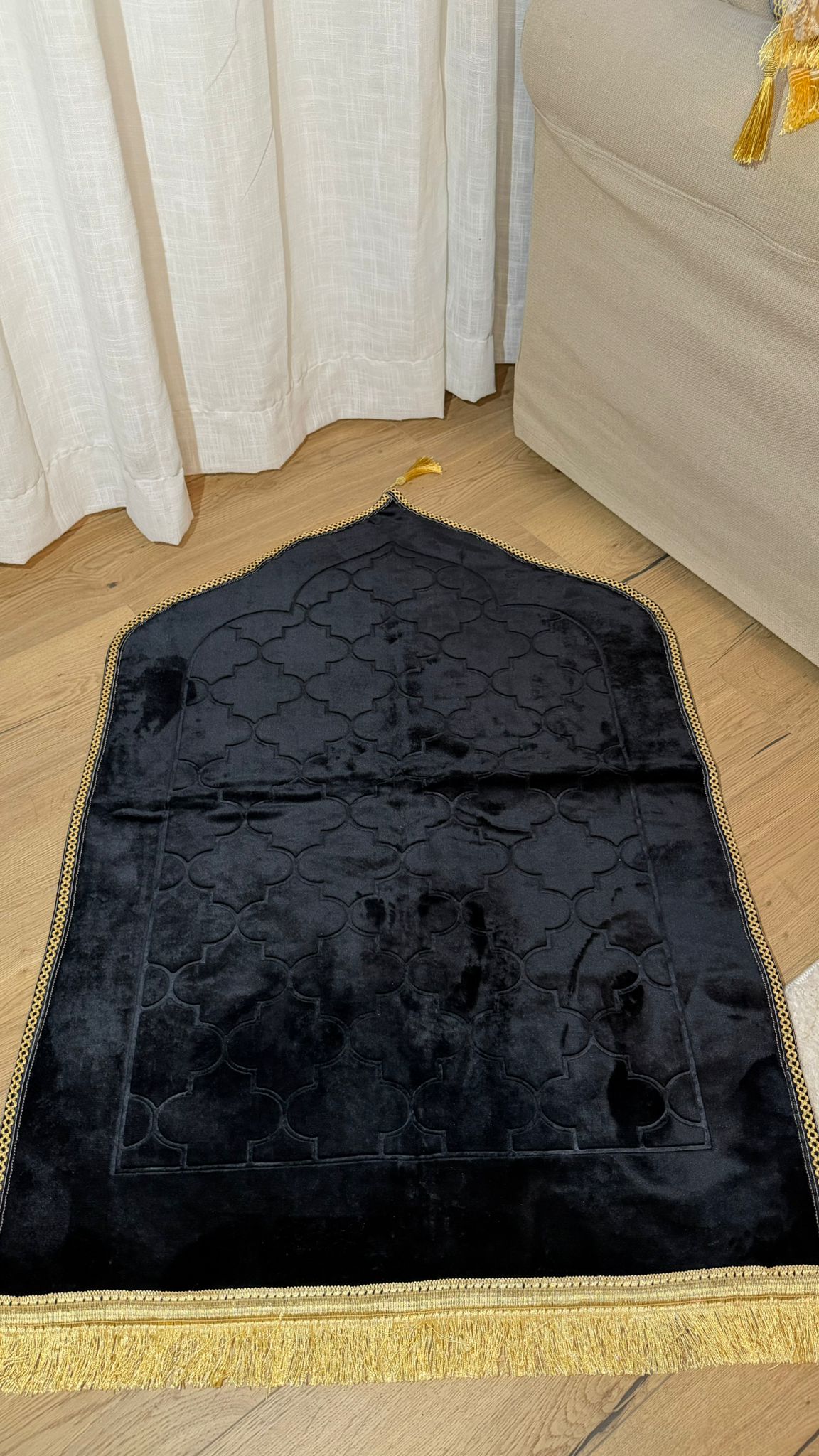 Tapis de Prière forme mecque Noir