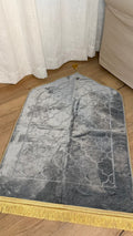 Tapis de Prière forme mecque Gris