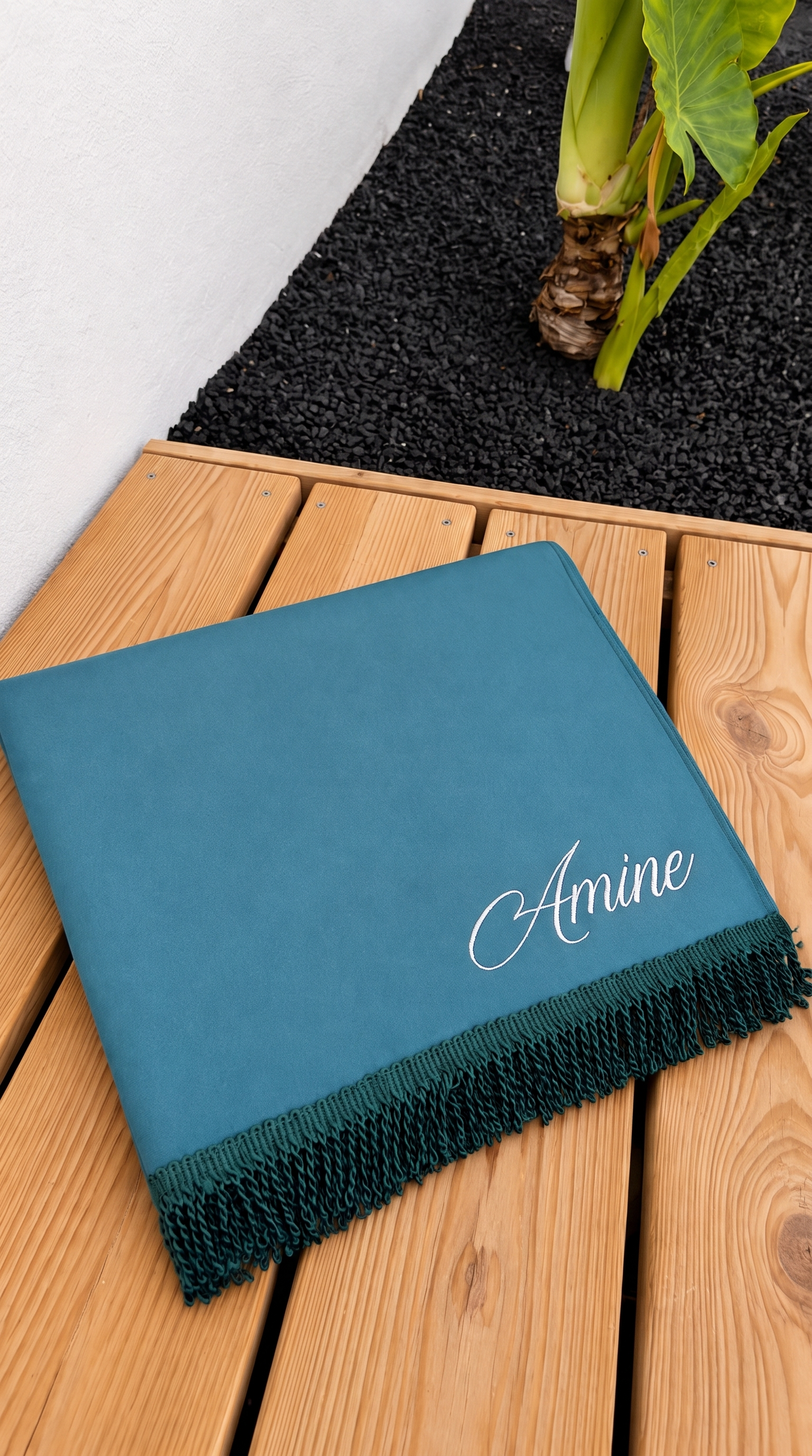 Tapis de prière vert brodé