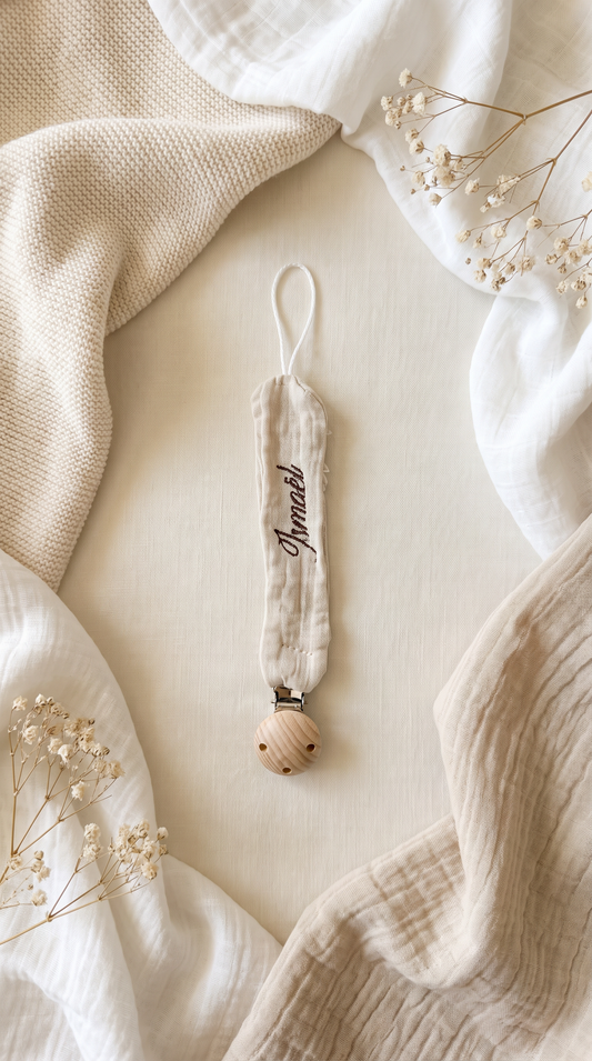 Attache tétine beige